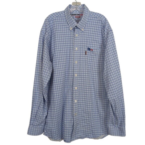 Cinch WRX Mens Blue White Work Size Large Shirt Plaid Button Down - Picture 1 of 16
